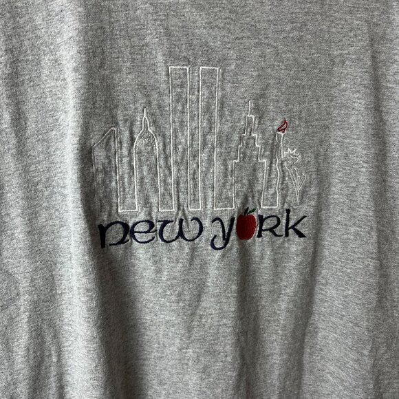 Vintage New York T Shirt Adult Gray Medium M Embroidered Tee - Picture 10 of 11